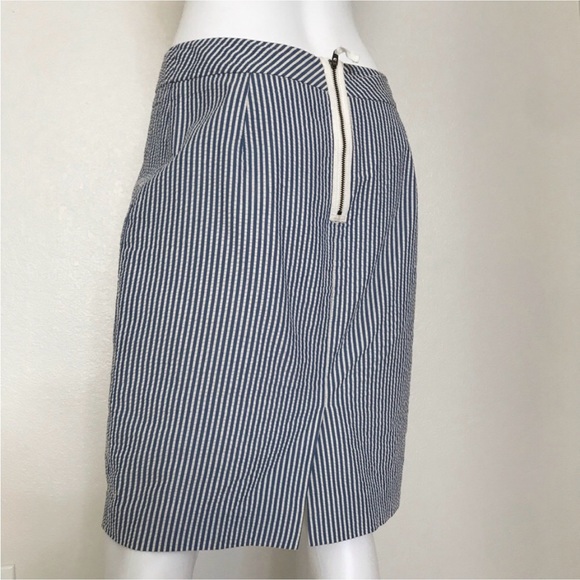 J.Crew 6 the pencil Skirt blue off white skirt - Picture 10 of 16
